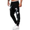 imageSOLY HUX Mens Graphic Skull Print Sweatpants Drawstring High Waisted Joggers Pants with PocketBlack Print