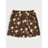 imageSOLY HUX Mens Graphic Sweat Shorts Floral Letter Print Drawstring Waist Track Shorts with PocketCoffee Brown Star