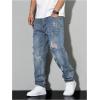 imageSOLY HUX Mens Ripped Denim Pants Tapered Leg Distressed Dressy Casual JeansPure Blue