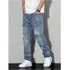 imageSOLY HUX Mens Ripped Denim Pants Tapered Leg Distressed Dressy Casual JeansPure Blue