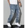 imageSOLY HUX Mens Ripped Denim Pants Tapered Leg Distressed Dressy Casual JeansPure Blue