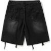 imageSOLY HUX Mens Ripped Jean Shorts Streetwear Distressed Straight Leg Summer Denim ShortsPlain Black