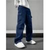imageSOLY HUX Mens Straight Leg Baggy Cargo Pants Street Outdoor Trousers with PocketsRoyal Blue