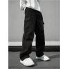 imageSOLY HUX Mens Straight Leg Baggy Cargo Pants Street Outdoor Trousers with PocketsSolid Black