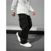 imageSOLY HUX Mens Straight Leg Baggy Cargo Pants Street Outdoor Trousers with PocketsSolid Black