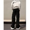 imageSOLY HUX Mens Straight Leg Baggy Cargo Pants Street Outdoor Trousers with PocketsSolid Black