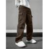 imageSOLY HUX Mens Straight Leg Baggy Cargo Pants Street Outdoor Trousers with PocketsSolid Brown