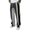 imageSOLY HUX Mens Striped Color Block Sweatpants Drawstring Elastic Waist Baggy Straight Leg Pants with PocketsLight Grey and Black