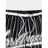 imageSOLY HUX Mens Striped Letter Graphic Sweat Shorts Drawstring Waist Track Shorts with PocketBlack Striped Print