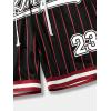 imageSOLY HUX Mens Striped Letter Graphic Sweat Shorts Drawstring Waist Track Shorts with PocketBlack and Red Striped