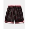 imageSOLY HUX Mens Striped Letter Graphic Sweat Shorts Drawstring Waist Track Shorts with PocketBlack and Red Striped