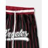 imageSOLY HUX Mens Striped Letter Graphic Sweat Shorts Drawstring Waist Track Shorts with PocketBlack and Red Striped