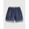 imageSOLY HUX Mens Striped Letter Graphic Sweat Shorts Drawstring Waist Track Shorts with PocketDark Blue Striped