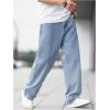 imageSOLY HUX Mens Vintage Wide Leg Baggy Jeans Mid Waist Casual Denim Pants StreetwearSolid Light Blue