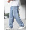 imageSOLY HUX Mens Vintage Wide Leg Baggy Jeans Mid Waist Casual Denim Pants StreetwearSolid Light Blue