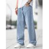 imageSOLY HUX Mens Vintage Wide Leg Baggy Jeans Mid Waist Casual Denim Pants StreetwearSolid Light Blue