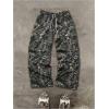 imageSOLY HUX Mens Y2k Camo Sweatpants Drawstring Elastic Waist Baggy Straight Leg Pants with Pockets StreetwearArmy Green Camo