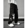 imageSOLY HUX Mens Y2k Gothic Straight Leg Baggy Cargo Pants with Pocket Hip Hop Outfit StreetwearBlack Stars