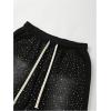 imageSOLY HUX Mens Y2k Rhinestone Shorts Drawstring Elastic Waist Summer Streetwear Shorts with PocketsPlain Black