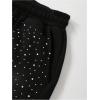 imageSOLY HUX Mens Y2k Rhinestone Shorts Drawstring Elastic Waist Summer Streetwear Shorts with PocketsPlain Black