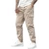 imageSOLY HUX Mens Cargo Pants Drawstring Waist Lightweight Outdoor Casual Joggers with PocketsSolid Khaki