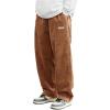 imageSOLY HUX Mens Corduroy Pants Casual Drawstring Elastic Waist Straight Leg Sweatpants with PocketsPlain Brown