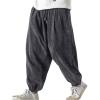 imageSOLY HUX Mens Corduroy Pants Drawstring Elastic Waist Baggy Casual Joggers Pants with PocketsPlain Dark Grey