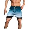 imageSOLY HUX Mens Gradient Athletic Shorts Letter Graphic Drawstring Waist Workout Running Shorts with PocketsBlue and White Ombre