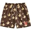 imageSOLY HUX Mens Graphic Sweat Shorts Floral Letter Print Drawstring Waist Track Shorts with PocketCoffee Brown Star