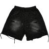 imageSOLY HUX Mens Rhinestone Sparkly Shorts Drawstring Waist Distressed Summer Party Track ShortsBlack Rhinestone