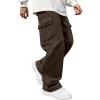 imageSOLY HUX Mens Straight Leg Baggy Cargo Pants Street Outdoor Trousers with PocketsSolid Brown