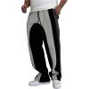 imageSOLY HUX Mens Striped Color Block Sweatpants Drawstring Elastic Waist Baggy Straight Leg Pants with PocketsBlack and Grey