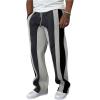 imageSOLY HUX Mens Striped Color Block Sweatpants Drawstring Elastic Waist Baggy Straight Leg Pants with PocketsLight Grey and Black