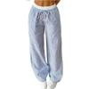 imageSOLY HUX Mens Striped Pants Drawstring Elastic Waist Wide Leg Baggy Pants Casual StreetwearLight Blue Striped