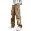 imageSOLY HUX Mens Y2k Gothic Straight Leg Baggy Cargo Pants with Pocket Hip Hop Outfit StreetwearKhaki Graphic