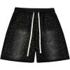 imageSOLY HUX Mens Y2k Rhinestone Shorts Drawstring Elastic Waist Summer Streetwear Shorts with PocketsPlain Black