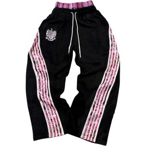 imageSOLY HUX Mens Baggy Sweatpants Y2k Striped Side Drawstring Elastic Waist Wide Leg Pants StreetwearBlack Striped