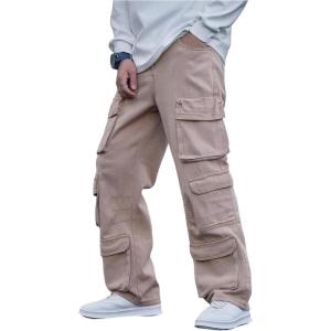 imageSOLY HUX Mens Cargo Jeans Y2k Grunge Hip Hop Wide Leg Baggy Denim Pants Streetwear with PocketsLight Brown