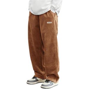 imageSOLY HUX Mens Corduroy Pants Casual Drawstring Elastic Waist Straight Leg Sweatpants with PocketsPlain Brown