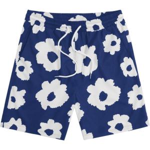 imageSOLY HUX Mens Floral Graphic Print Drawstring High Waist Shorts Casual Shorts with PocketsDark Blue Floral Print
