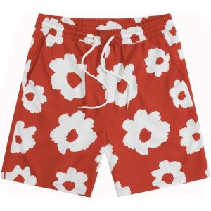imageSOLY HUX Mens Floral Graphic Print Drawstring High Waist Shorts Casual Shorts with PocketsRed Floral Print