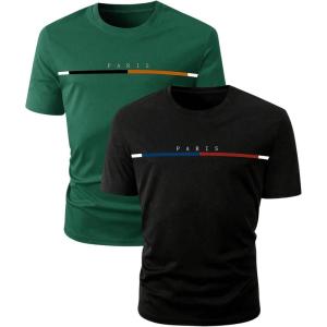 imageSOLY HUX Mens Letter Graphic Tee Tops Classic Short Sleeve Crew Neck TShirts 2 PieceBlack and Green