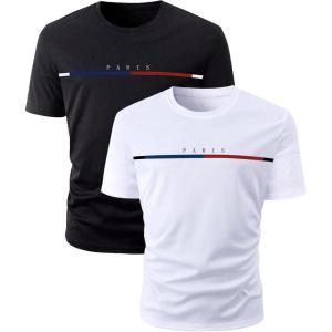 imageSOLY HUX Mens Letter Graphic Tee Tops Classic Short Sleeve Crew Neck TShirts 2 PieceBlack and White