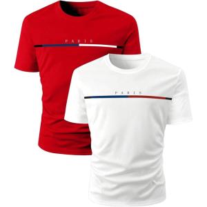 imageSOLY HUX Mens Letter Graphic Tee Tops Classic Short Sleeve Crew Neck TShirts 2 PieceRed and White