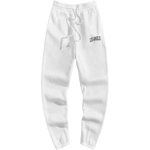 imageSOLY HUX Mens Letter Print Drawstring High Waisted Sweatpants Graphic Joggers PantsWhite Letter Print