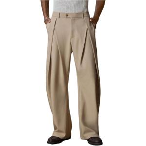 imageSOLY HUX Mens Office Dress Pants Loose Work Business Casual Suit Pants Trousers with PocketsPlain Khaki