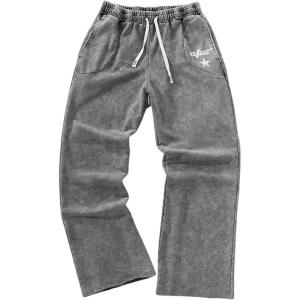 imageSOLY HUX Mens Y2k Baggy Sweatpants Straight Leg Drawstring Elastic Waist Hip Hop Casual Pants StreetwearDark Grey
