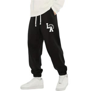 imageSOLY HUX Sweatpants for Men Letter Graphic Drawstring Elastic Waist Casual Joggers Pants with PocketsBlack Letter