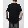 imageSOLY HUX Mens Crown Letter Print Striped Trim Tee Tops Short Sleeve Crew Neck Summer T ShirtBlack Letter Crown