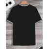 imageSOLY HUX Mens Crown Letter Print Striped Trim Tee Tops Short Sleeve Crew Neck Summer T ShirtBlack Letter Crown